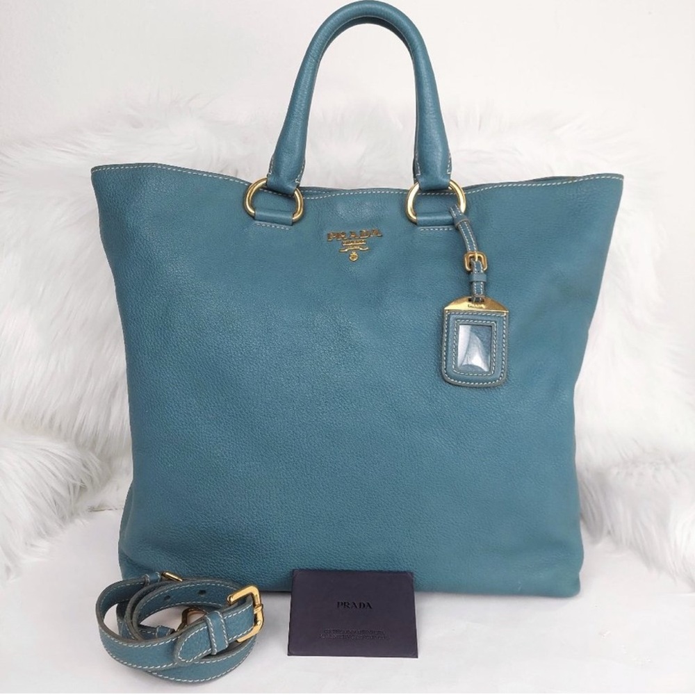 Prada Vitello Daino Marine Leather Bag